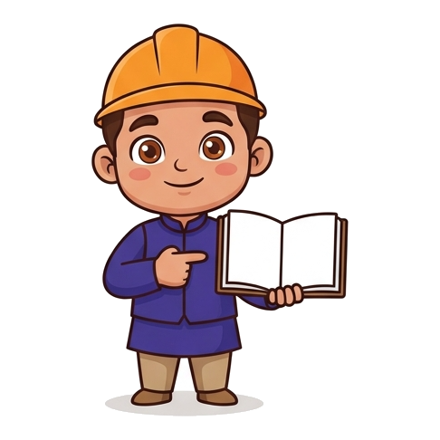 Munshi mascot pointing to download button